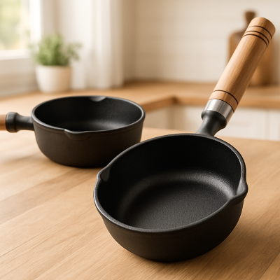 POELE EN FONTE NATURELLE 13 CM - IDEALE POUR CUISSON INDIVIDUELLE SAINE