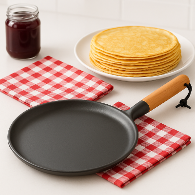 POELE A CREPES EN FONTE POUR INDUCTION 20 CM