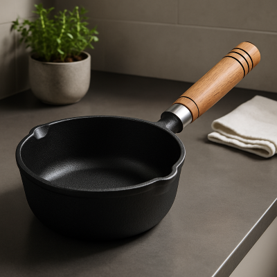 POELE EN FONTE NATURELLE 13 CM - IDEALE POUR CUISSON INDIVIDUELLE SAINE