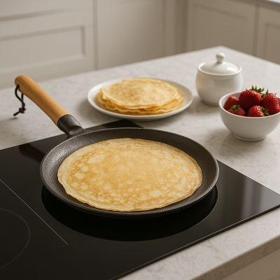 POELE A CREPES EN FONTE POUR INDUCTION 20 CM