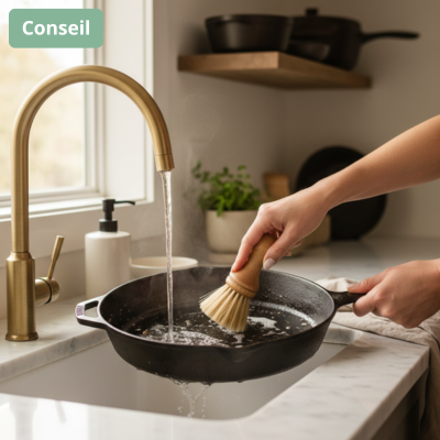 nettoyage poêle en fonte eau chaude eau douce