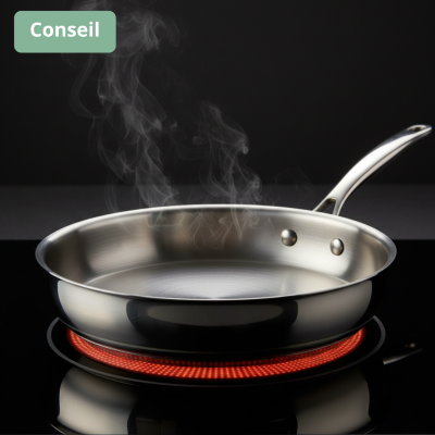 poêle inox sur induction chauffante