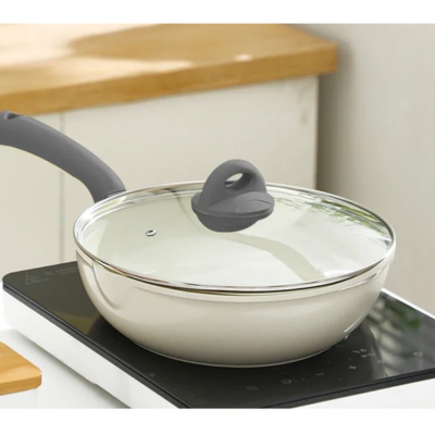 poele en ceramique pour induction couvercle gris