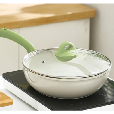 poele en ceramique pour induction couvercle vert