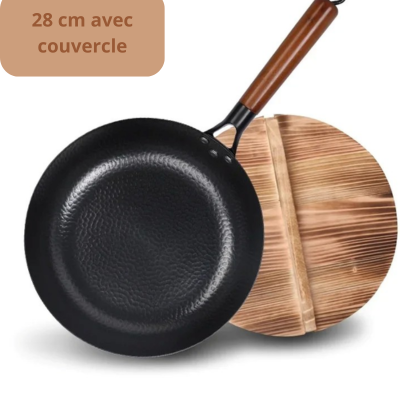 POELE EN FONTE NATURELLE 28 CM FAIT MAIN