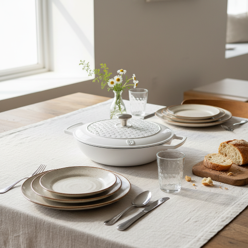 Cocotte blanche table dressée
