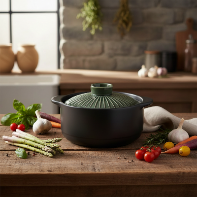 Cocotte céramique 3L verte sans étiquette