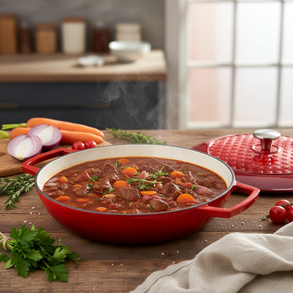 Cocotte rouge préparation ragoût