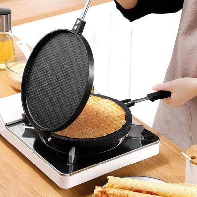 une crêpe bien doree een cuisson sur une cuisiniere a gaz