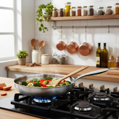 poêle en titane martelée uisson sauté de légumes