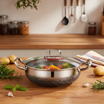 Faitout inox 18 10 28cm en cuisine