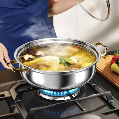 Faitout en inox cuisson sur gaz