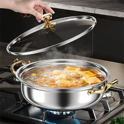 Faitout en  inox sur gaz cuisson bouillon