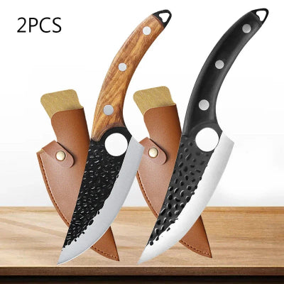 feuille de boucher 2 pieces noir et marron avec etui