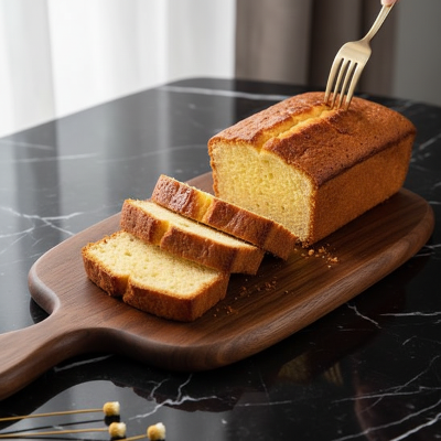 Planche à pain avec cake au beurre rectangulaire