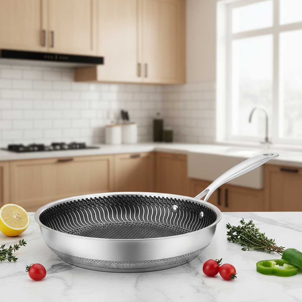 Poêle dans une cuisine chaleureuse