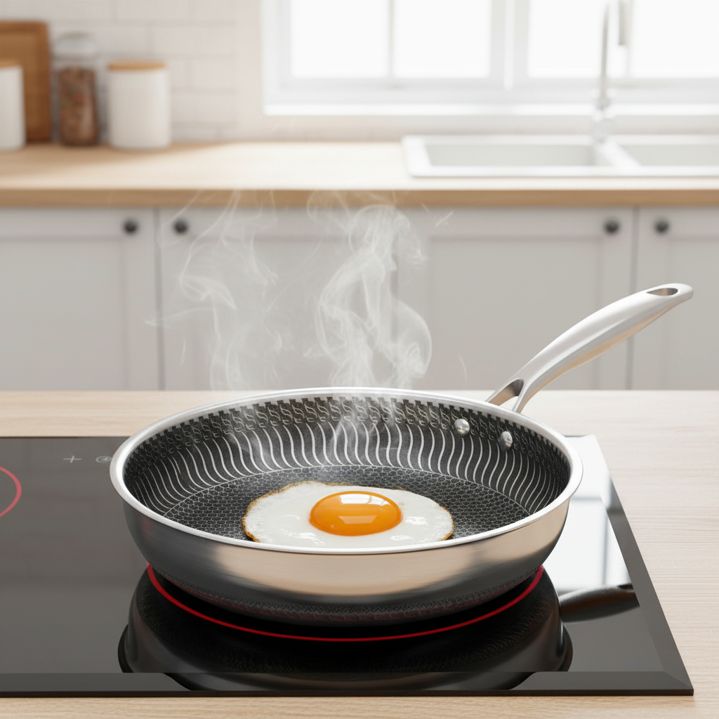 Poêle en cuisson sur induction