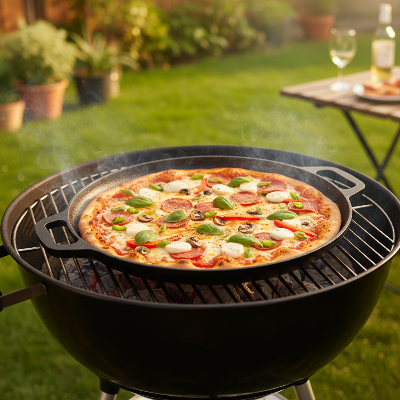 Poêle à pizza sur barbecue