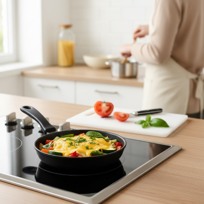 Poele en fonte induction 12 cm fromage legumes sur plaque induction