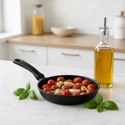 Poele en fonte induction 12 cm  tomates cerises roties