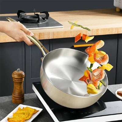 Poele inox cuisson légumes sur induction