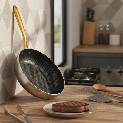 Poele inox seule vue de profil