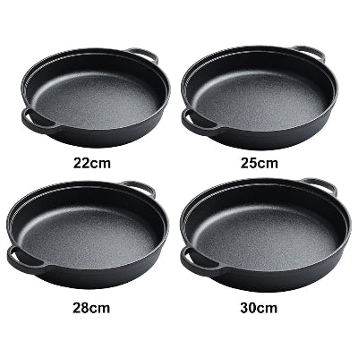 4 poeles en fonte caracteristiques tailles de 22 a 30 cm
