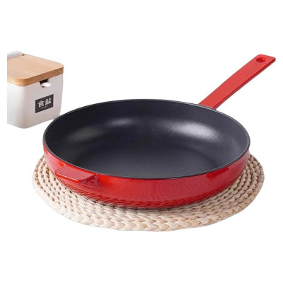 poele en fonte neturelle 26 cm seule sur set en osier 