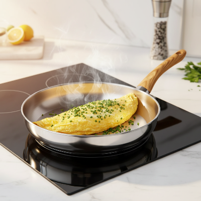 poele en inox induction cuisson omelette