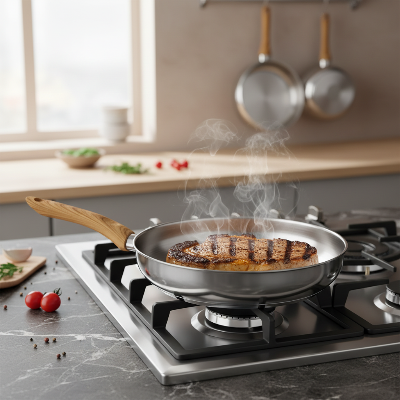 poele en inox induction cuisson steak sur gaz
