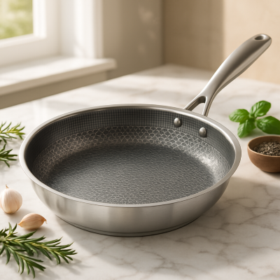 POELE INOX NID D'ABEILLE - CUISSON SAINE ET SANS REVÊTEMENT