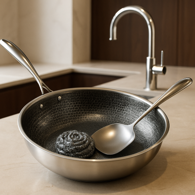 POELE INOX NID D'ABEILLE - CUISSON SAINE ET SANS REVÊTEMENT