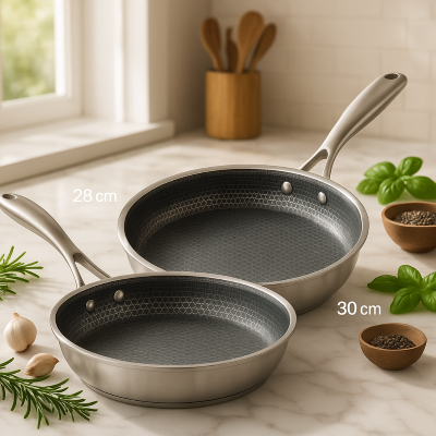 POELE INOX NID D'ABEILLE - CUISSON SAINE ET SANS REVÊTEMENT