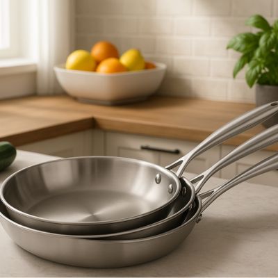 poeles inox 18 10 set de trois