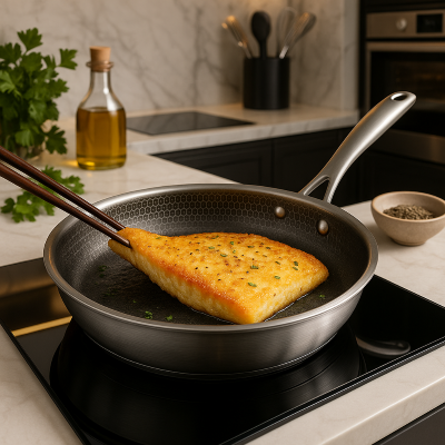 poele nid d'abeille sur plaque induction cuisson poisson ne colle pas