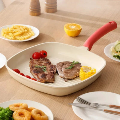 Poêle revêtement céramique format carrée 28 cm pour vos grillades