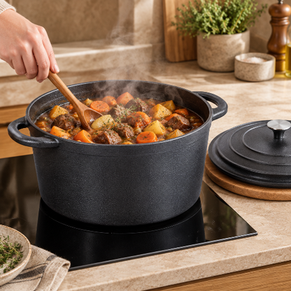 cocotte en fonte Préparation du ragoût sur induction