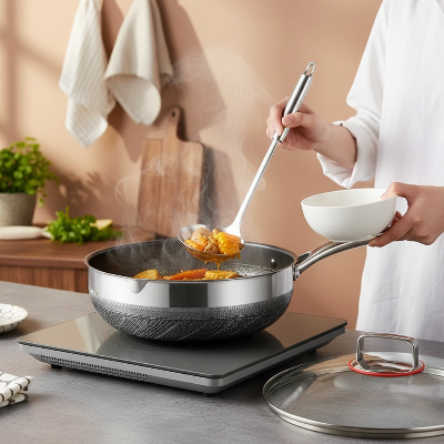 Service a la louche depuis le faitout inox 18 10 - couvercle sur le côté